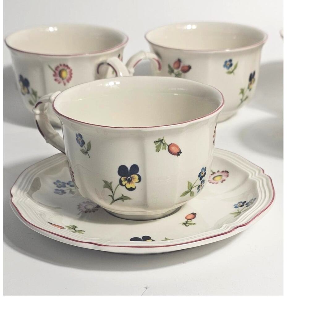Villeroy & Boch Petite Fleur Tea Cup & Saucer Set of 6 Vintage Floral Porcelain